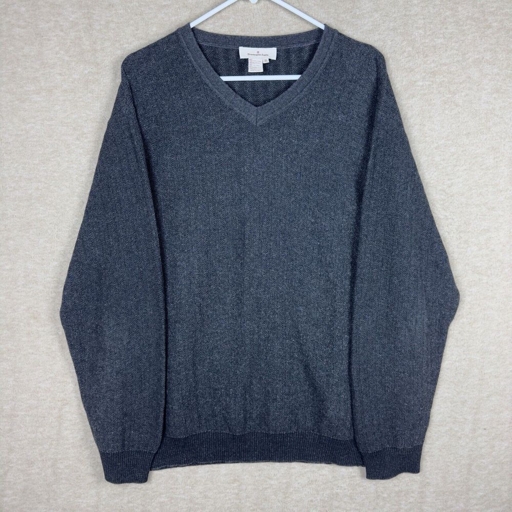 Ermenegildo Zegna Sweater Mens Extra Large Cashmere Silk Wool Dark Gray Pullover